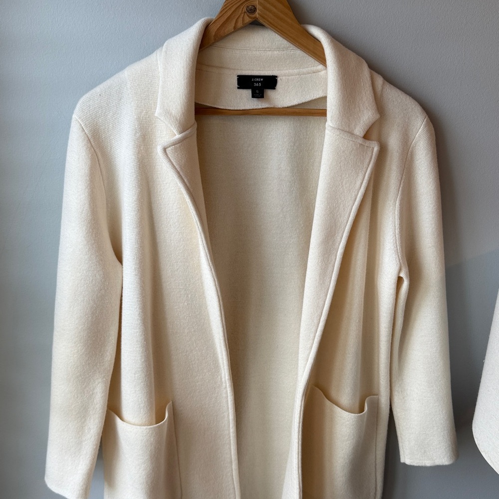 J. Crew 365 Open Knit Cream Blazer - Picture 3 of 7